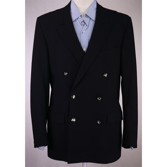 Smith's Bermuda London Samuel Cooper Navy Blue Double Breasted Wool Blazer 40R - Picture 2 of 9